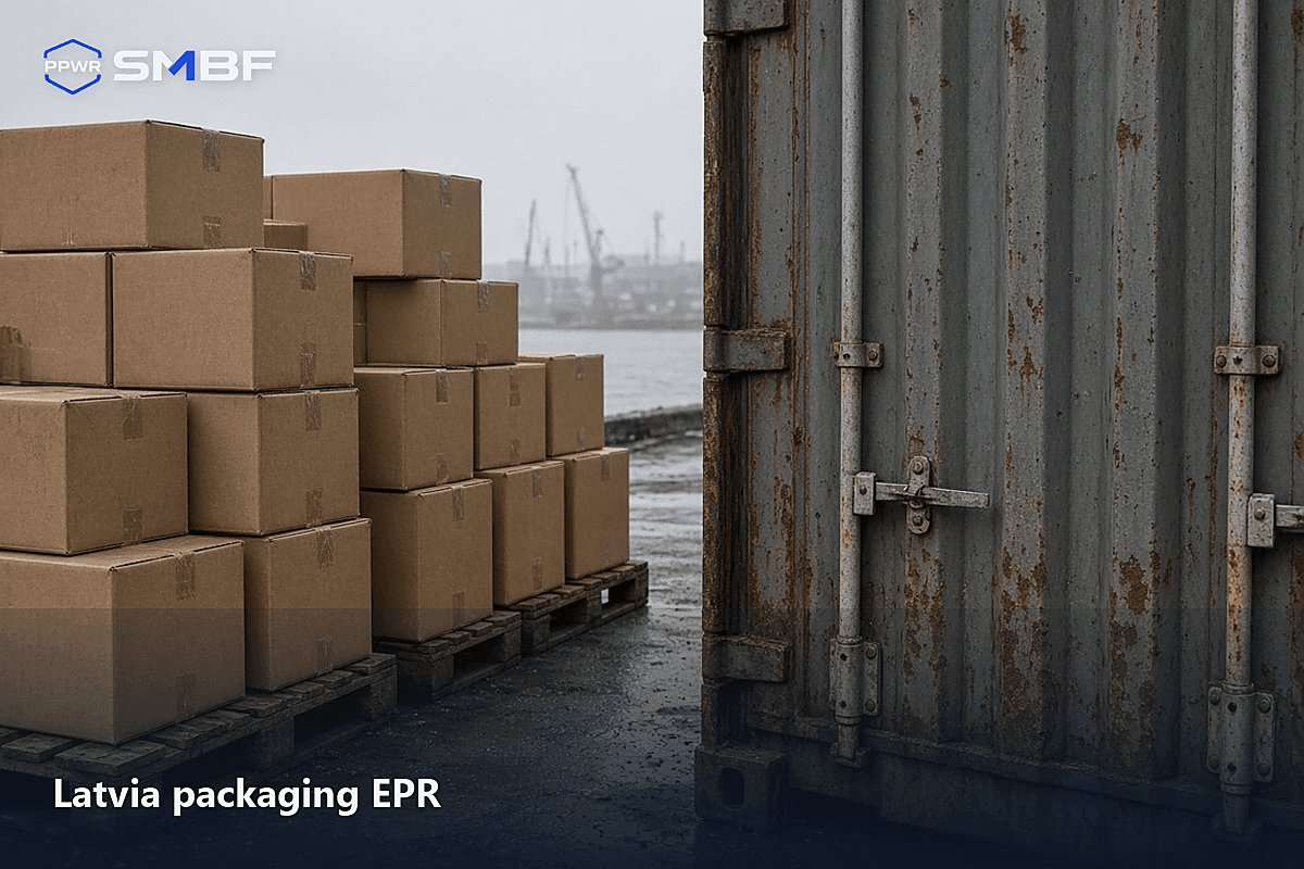 Riga fulfilment labels beside a RAS material ledger on a smbf.me card