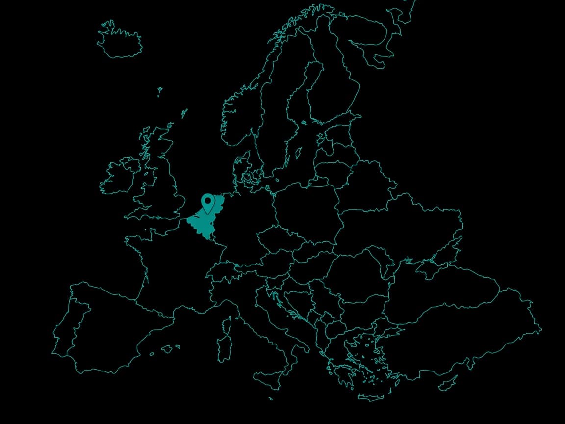Europaumriss mit Pin on Belgien