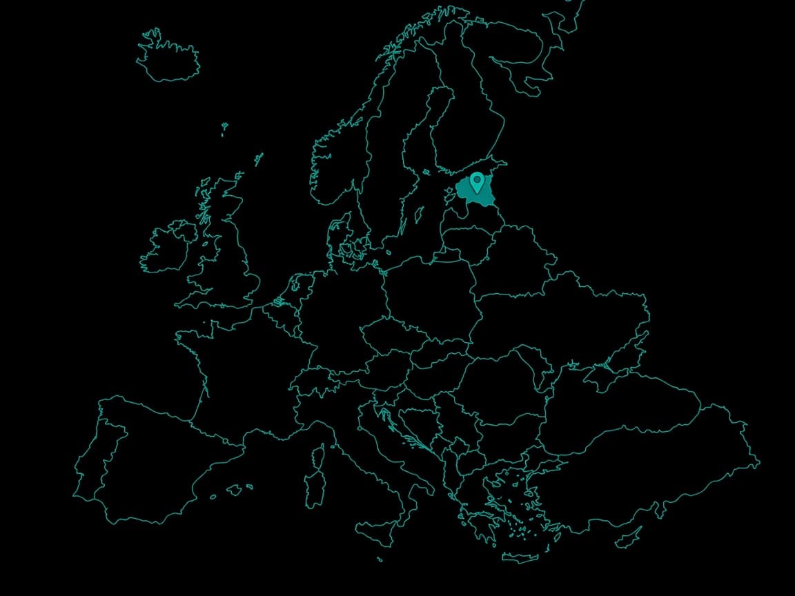 Europe outline with a pin on Estonia