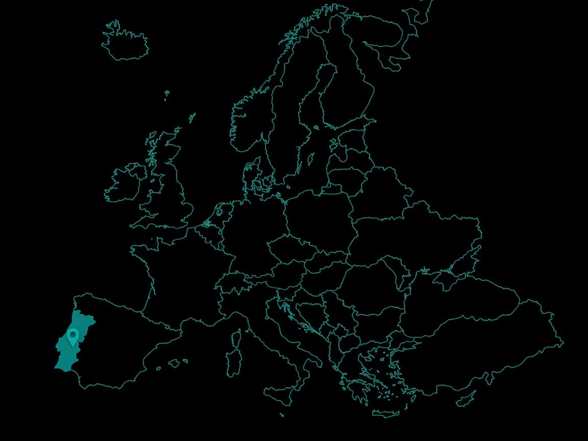 Europaumriss mit Pin on Portugal
